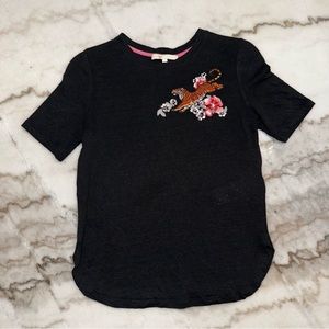 Maje black tiger embroidered tee